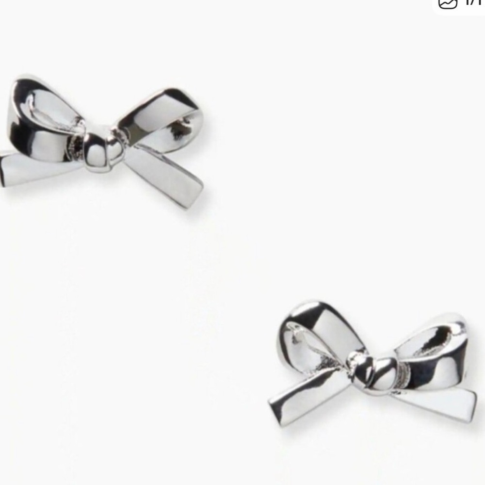 Kate Spade Shiny Silver Bow Earrings for Kids